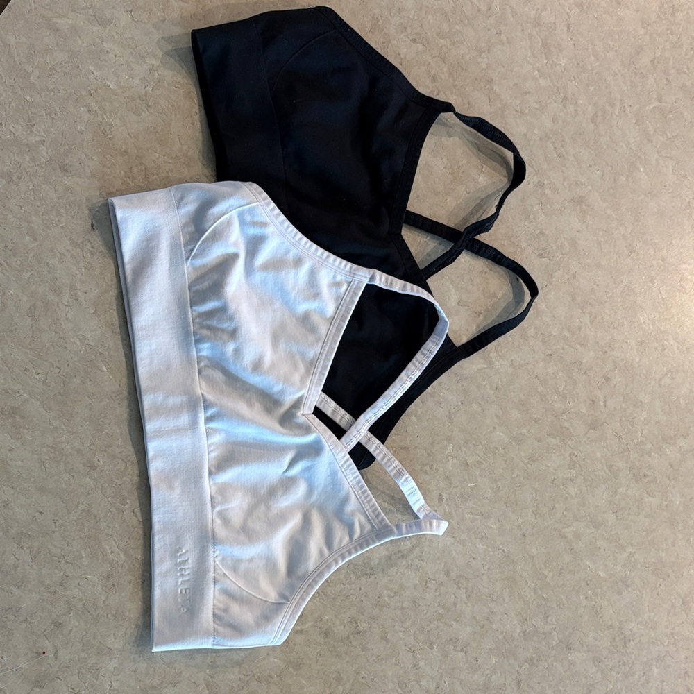 Athleta girls Black and White Sports Bras never worn